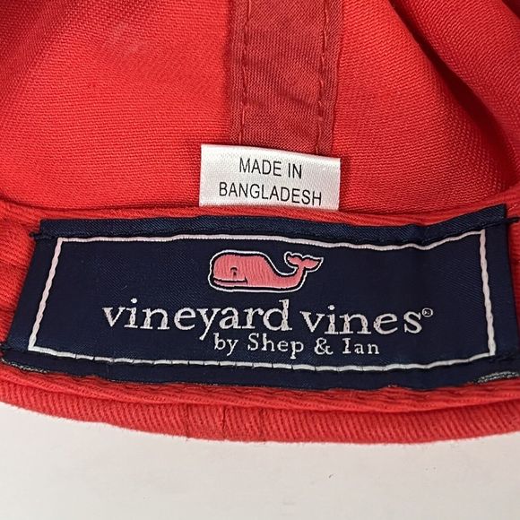 Vineyard Vines Classic Washed Baseball Hat Coral/Navy Whale - Picture 9 of 10